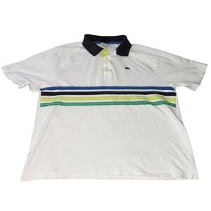 Lacoste Sport Polo Shirt Mens 7 XL White Colorblock Stripe Short Retro Tennis